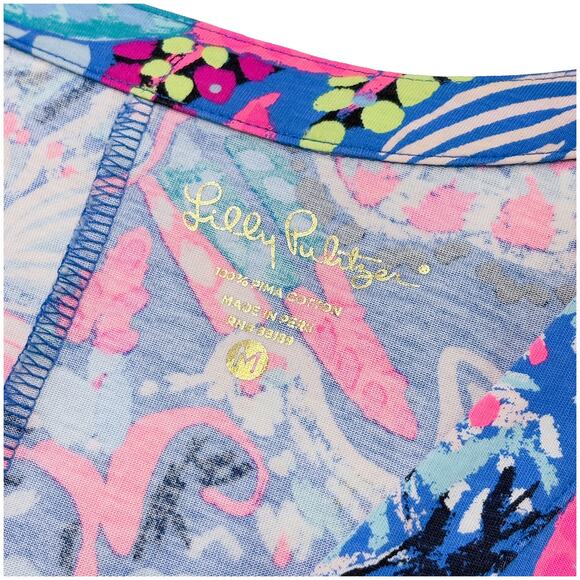 Lilly Pulitzer EUC Amina Fantasy Garden Dress Women M Blue Pink Preppy Tropical - Picture 7 of 7